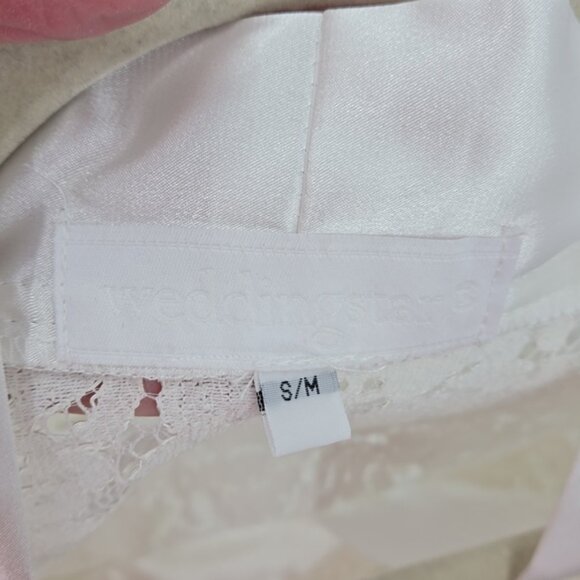 Weddingstar Lace Kimono Short Robe With Belt Can Be Used As Coverup Size S/M - Picture 7 of 12